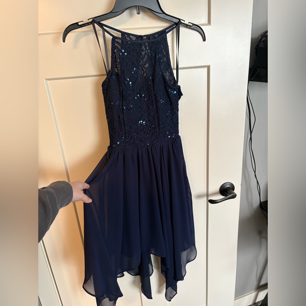 B Darlin Midnight Blue Lace Dress